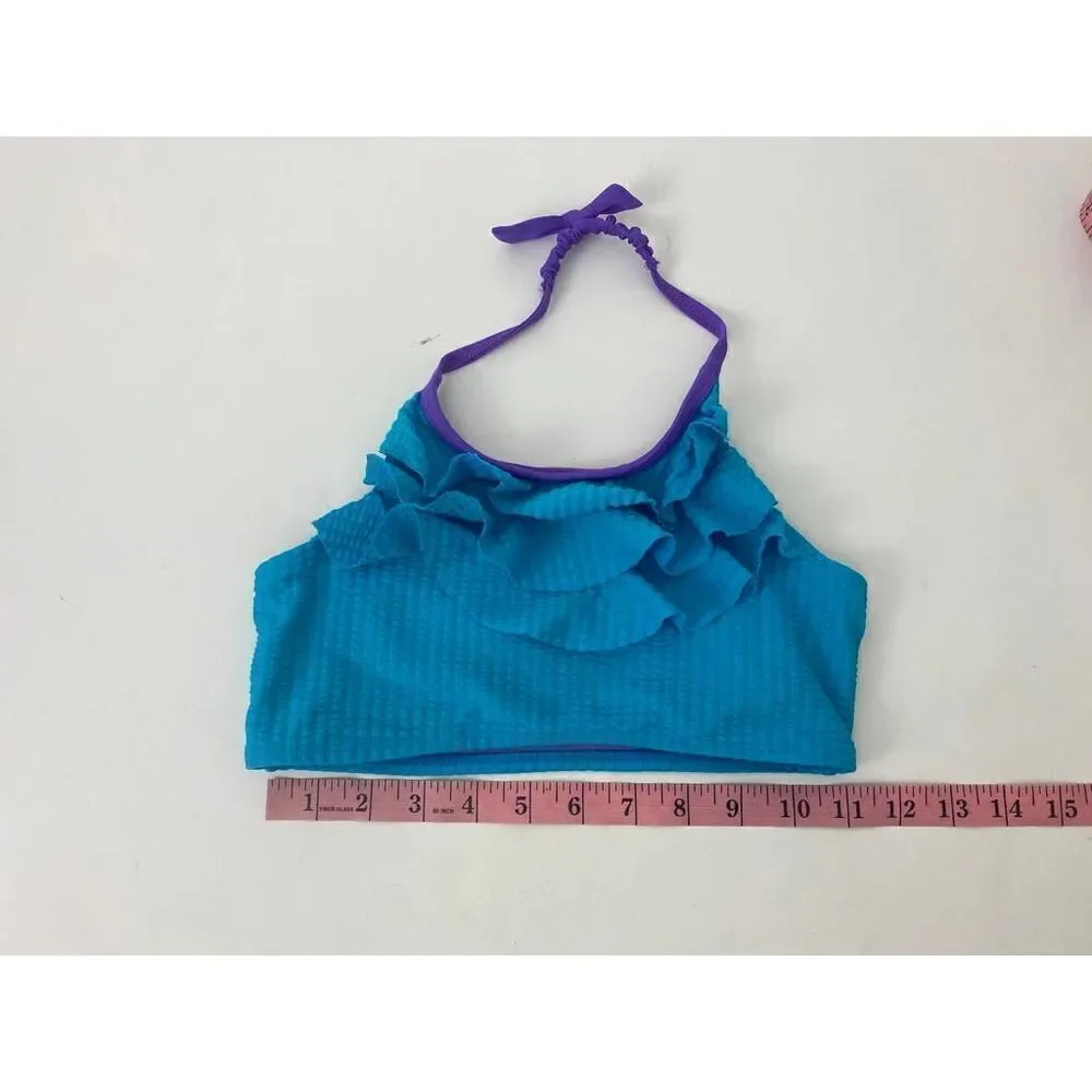 Jessica Simpson Swim Top Blue Purple Halter Swimsuit Top - Girls Size 8